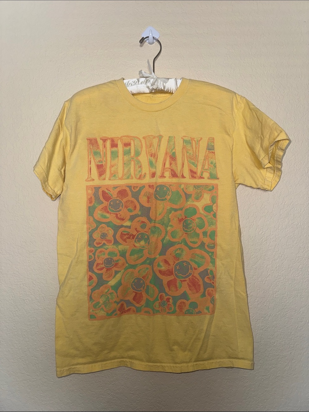 NIRVANA Yellow Floral Smile Graphic Tee